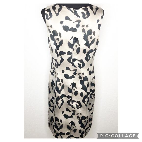 Ann Taylor cream black animal print sleeveless sheath dress size 10 - Picture 15 of 15